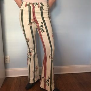 bell bottom patterned jeans